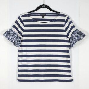 J. Crew Navy and White Striped Short Sleeve Tee